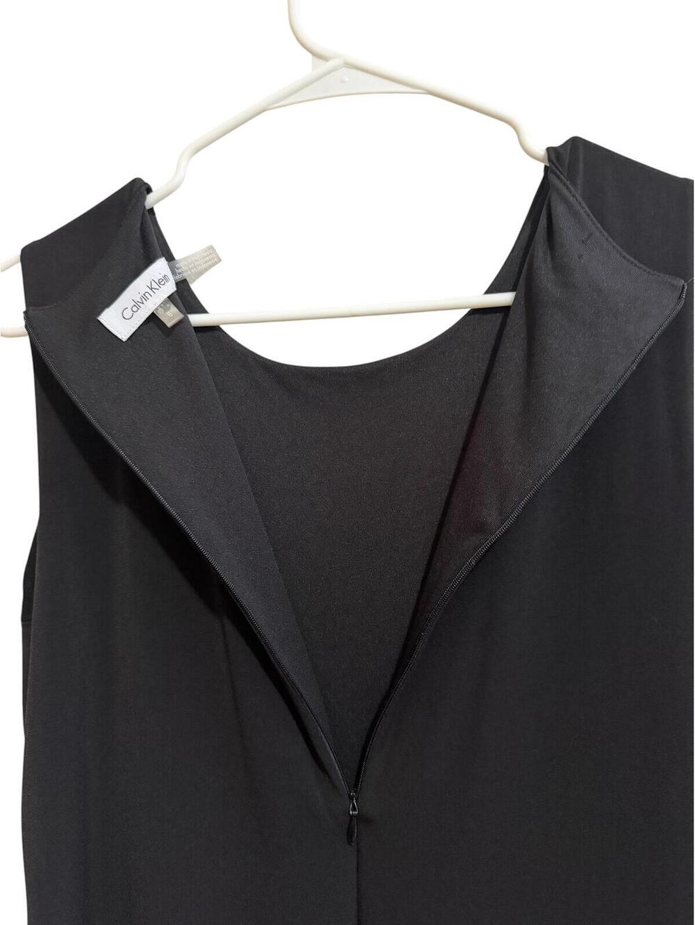 Calvin Klein Black Sleeveless Dress with Leather and Suede Panels